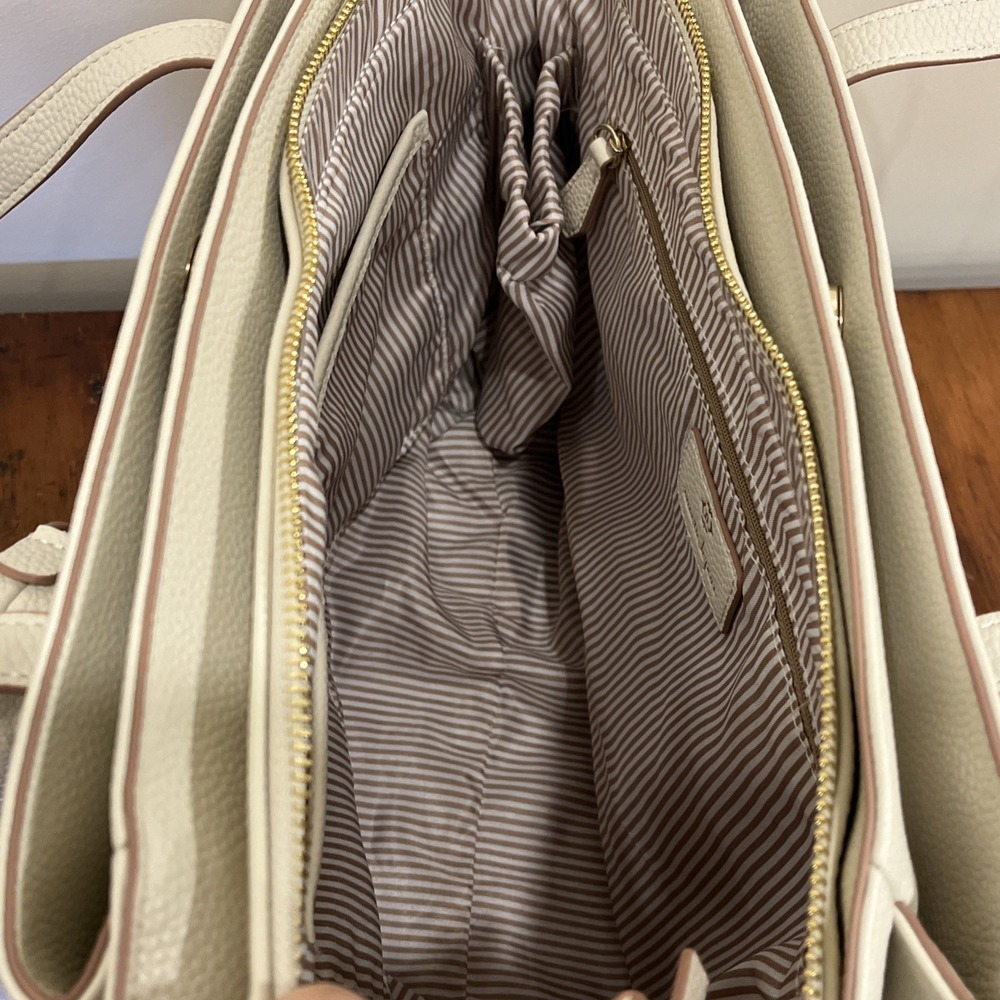 Nanette Lepore White Vegan Leather Pebble Tote Purse Smaller Bag Inside NWT Rice - Picture 10 of 16